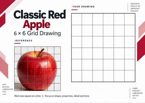 Fruit Grid Drawing Worksheets | 20 Real Photo Art Activities | 6x6 Grid ...