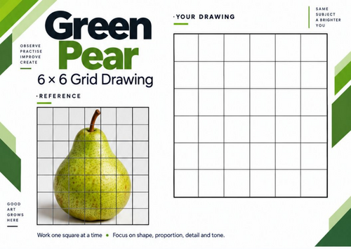 Pear Grid Drawing Worksheet | Realistic Fruit Form & Shading | KS3 ...