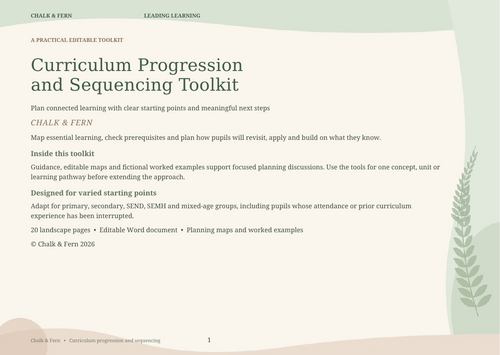 Curriculum Progression & Sequencing Toolkit | Editable Subject Leader ...