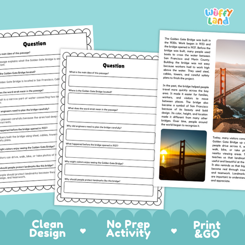 Golden Gate Bridge Reading Comprehension | Famous Landmark Passages ...