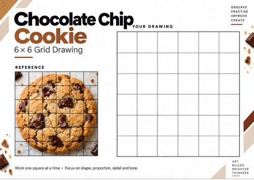 Chocolate Chip Cookie Grid Drawing Worksheet | KS3 & KS4 Art | Texture ...
