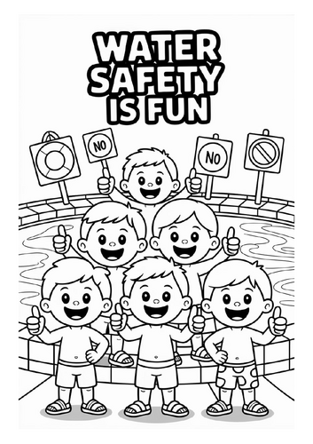Water Safety Colouring Pages | Printable Colouring Page Worksheets ...