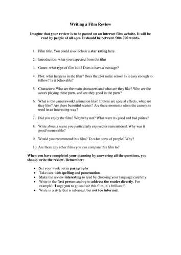 how to write a film analysis essay words