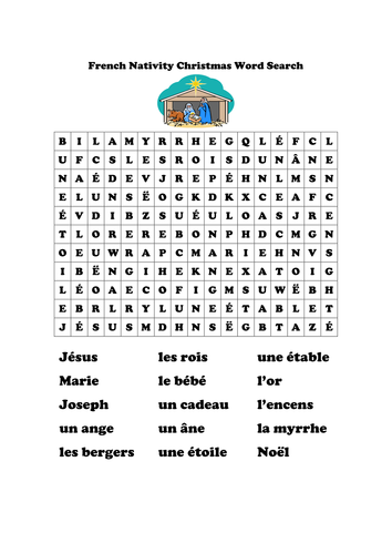 for french worksheet grade free 1 by Nativity French Elenina Christmas Wordsearches and