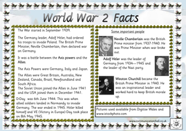 Double sided Topic Mat: World War 2 Facts by bevevans22 - Teaching