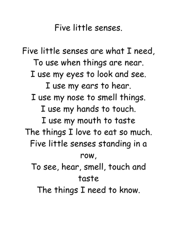 Senses Poem Teaching Resources