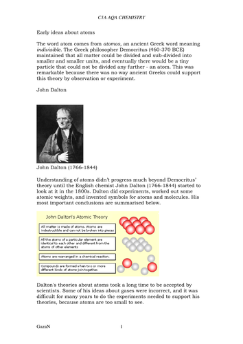 aqa c1a chemistry y10 revision guide teaching resources