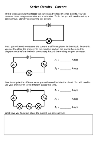 Worksheets Series Parallel Circuit Worksheet current voltage in series parallel circuits by tafkam c3 doc