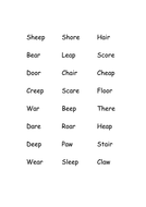 matching rhyming words for mixed year 12 class worksheets teaching