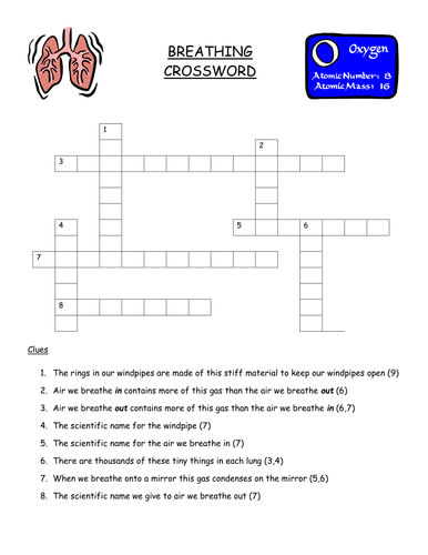 Breathing Crossword Teaching Resources