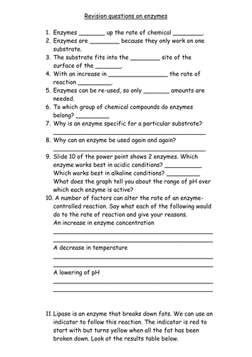 KS4 Enzymes revision by Pogsley - Teaching Resources - TES