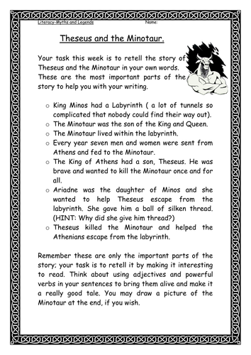 Theseus and the Minotaur by mariaped - Teaching Resources - TES
