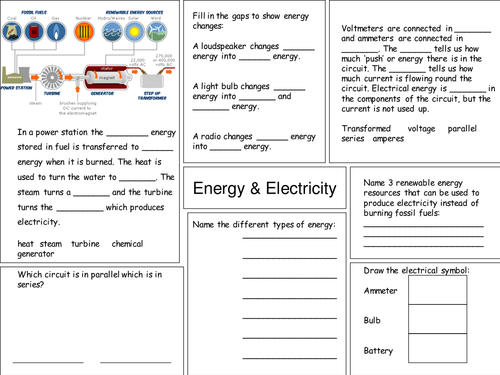 year 9 energy and electricity revision by deb1977