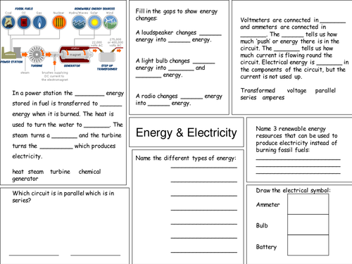 year 9 energy and electricity revision by deb1977 teaching resources