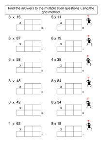 worksheets generator. 3 yr number skettle method    Worksheet by UK Grid Multiplication missing