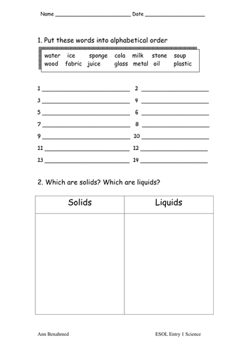 Solid or liquid? | Teaching Resources