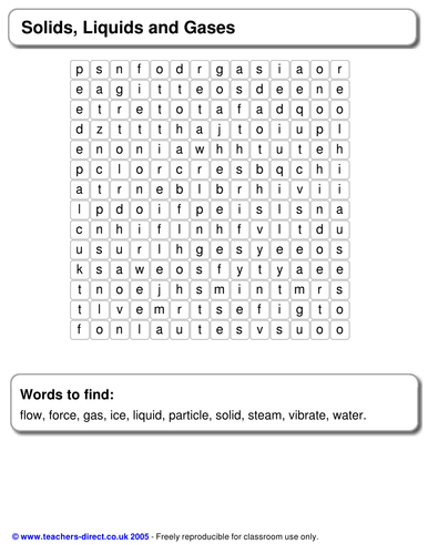 states of matter crossword wordsearch teaching resources