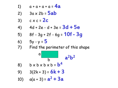 worksheets algebra answers ks3 with Algebraic  Misconceptions.ppt