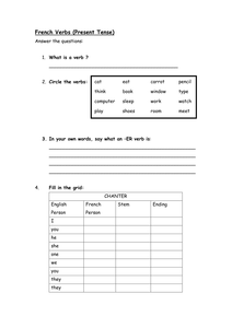 worksheet french verbsdoc