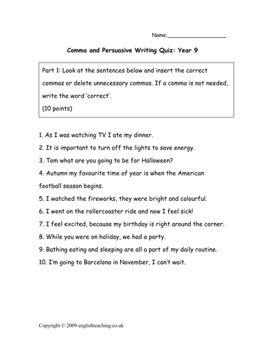 Year 9 Writing | Teaching Resources