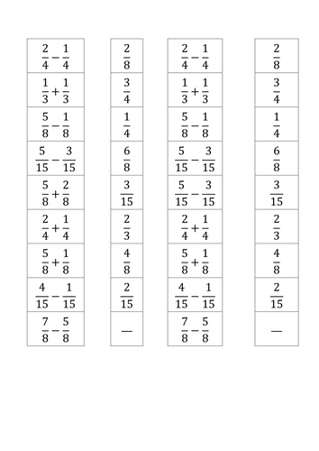 Adding and subtracting fractions worksheet | Teaching Resources