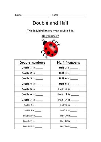 Doubles and halves worksheet up to 24. by Waiguoren - Teaching