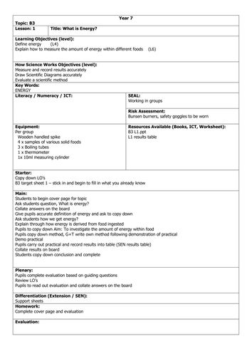 What Is Energy Lesson Plan