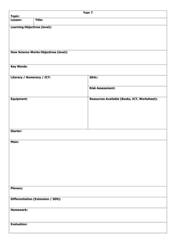 Lesson plan template HT | Teaching Resources