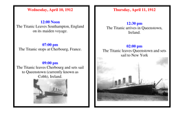 Titanic Timeline