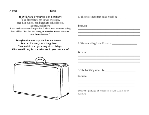 ks2 diary for writing frame Anne resources by Frank's Writing diary, lesson plan