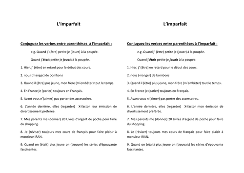 the french imperfect by tenebreton - Teaching Resources - TES