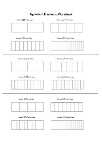 Equivalent fractions worksheet by daveomac - Teaching Resources - TES