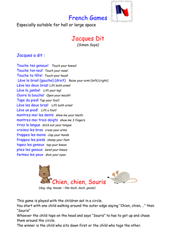 Teacher's Pet » French Simon Says Game