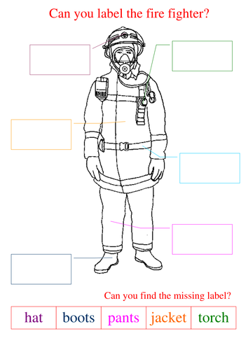 Label the firefighter | Teaching Resources