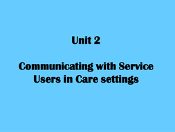 Communication in Care Settings Ao1