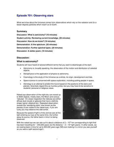 Observing stars | Teaching Resources
