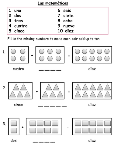 spanish numbers worksheets teaching resources