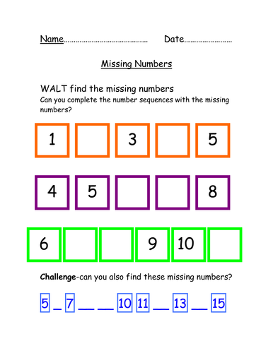 Missing numbers from number square. | Teaching Resources