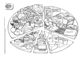 eatwell plate colouring / activity sheet  teaching resources