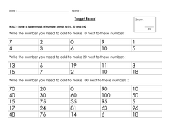 Number bonds to 10, 20 & 100 | Teaching Resources