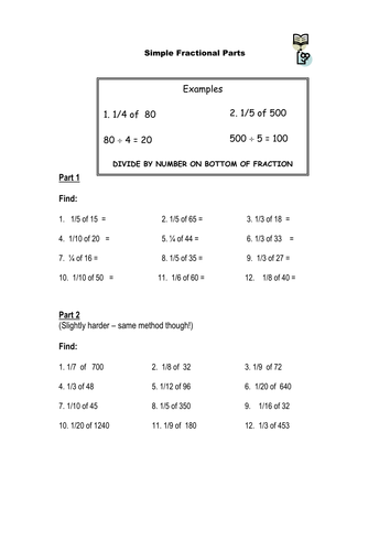 Fractional Parts Teaching Resources