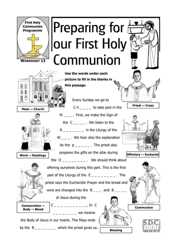 first communion worksheets