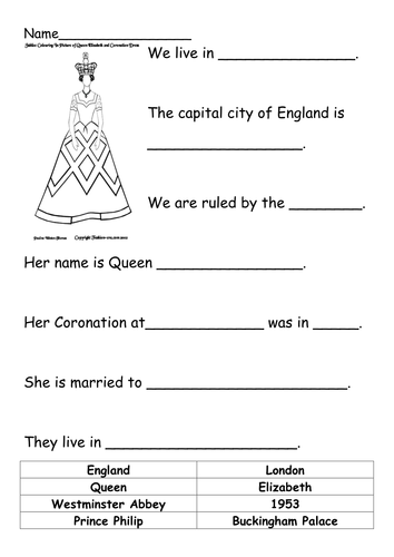 queen elizabeth 2 worksheet teaching resources