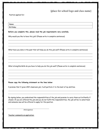 Job Applications Teaching Resources