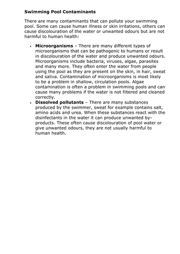 swimming pool pollution | Teaching Resources
