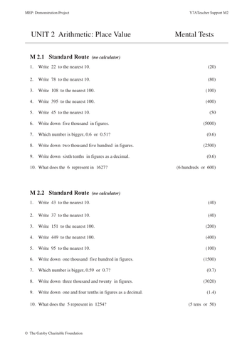 ks3 maths place value mep year 7 unit 2 teaching resources