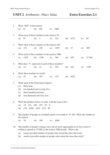 ks3 maths place value mep year 7 unit 2 teaching resources