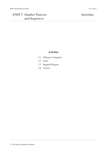 KS3 Number Patterns & Sequence (MEP– Yr 7– Unit 7) by CIMT ...