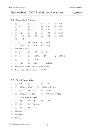 ks3 ratio and proportion mep year 8 unit 7 teaching resources