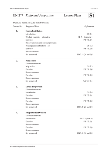 ks3 ratio and proportion mep year 8 unit 7 teaching resources